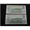 Image 3 : 2 Uncirculated 1973 $1 Bills with consecutive S/N