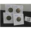 Image 1 : (4) Canadian Nickels 1927, 1932, 1934, 1936