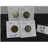 Image 1 : (4) Canadian Nickels 1936, 1941, 1943, 1947