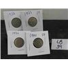 Image 1 : (4) Canadian Nickels 1922, 23, 1936, 1940