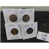 Image 1 : (4) Canadian Nickels 1923,1937,1943,1953