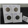 Image 1 : (4) Canadian Nickels 1923,24,27,1936
