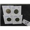 Image 1 : (4) Canadian Nickels 1927,1931,34,36