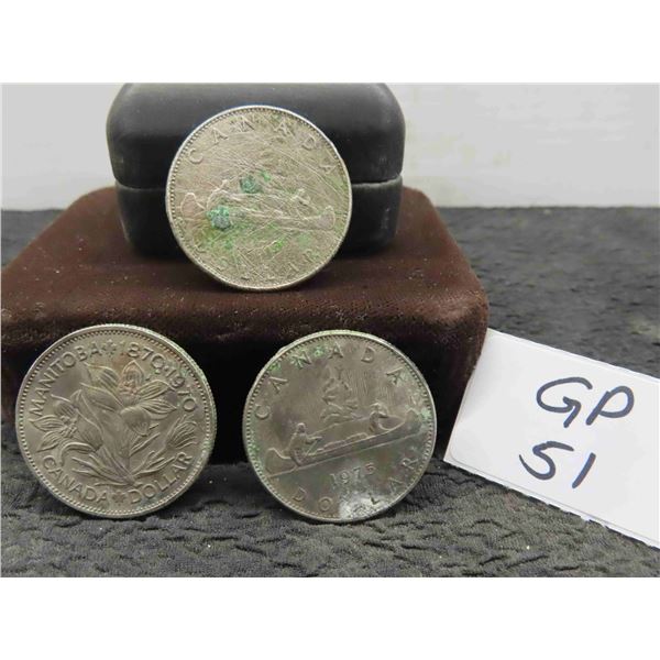 (3) $1 Coins Canadain 1970,1975