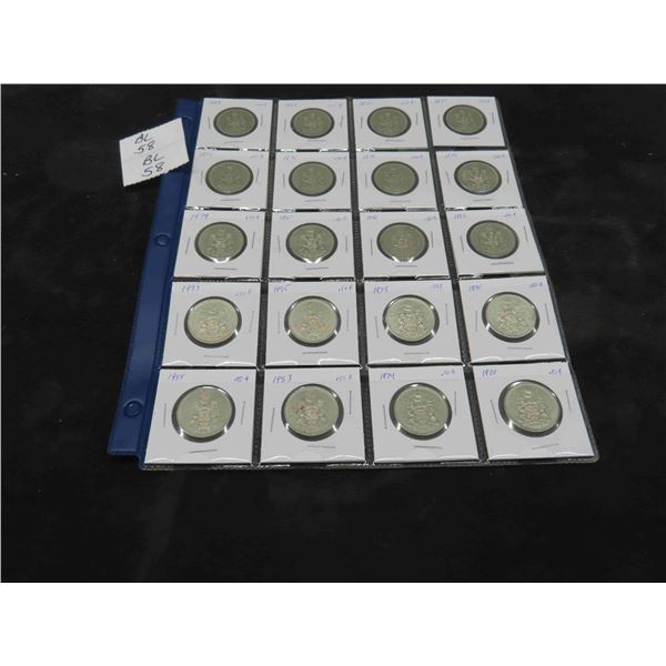 (20) Canadian 50 cent Coins 1968-1985