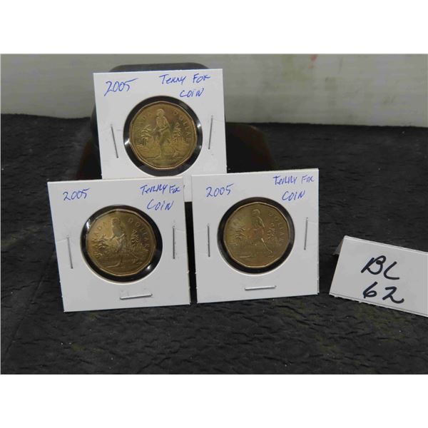 (3) Canadian 2005 Terry Fox Dollar Coin