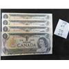 Image 1 : (4) Crisp Canadian 1973 $1 Bill With Consecutive 