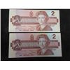 Image 3 : (4) Crisp Canadian 1986 $2 Bill With Consecutice 