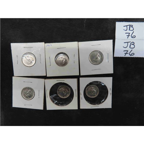 (6) Canadian 1967 Centenial Nickels