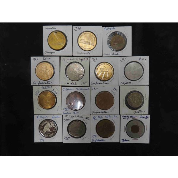 15 Large Assorted Tokens and Medals