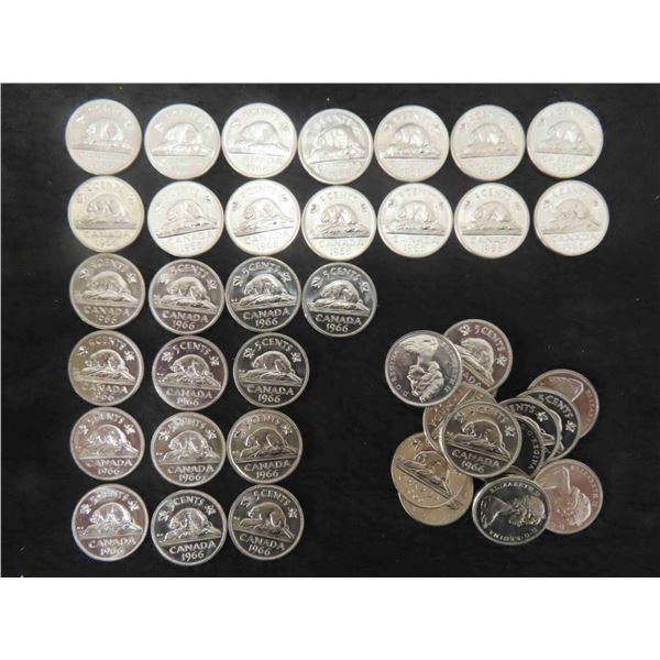 40 Uncirculated 1966 Canada Beaver Nickels