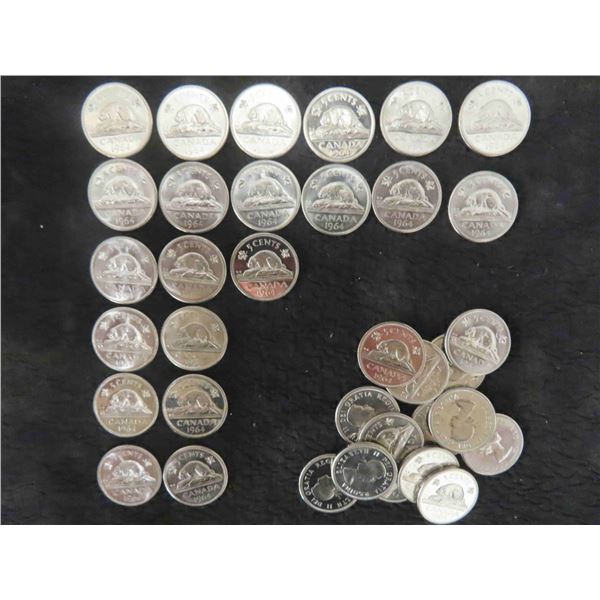 35 Uncirculated 1964 Canada Beaver Nickels