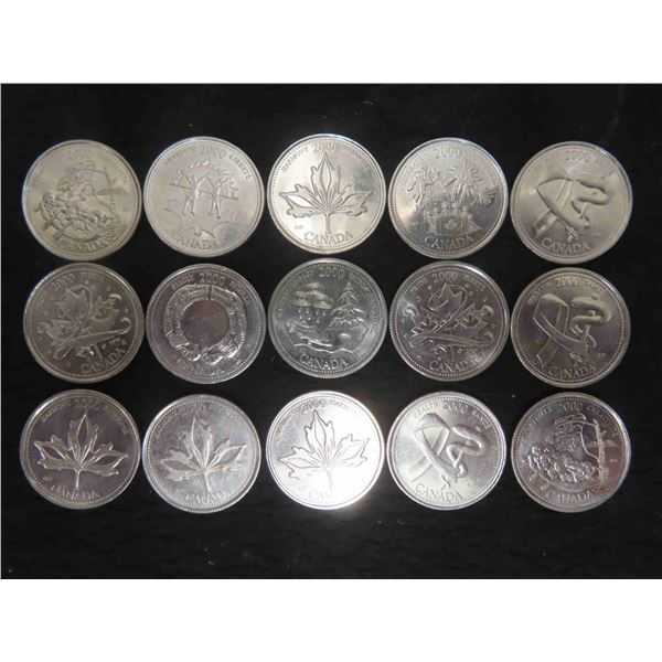 15 Canadian 2000 Natural Legacy Quarters 