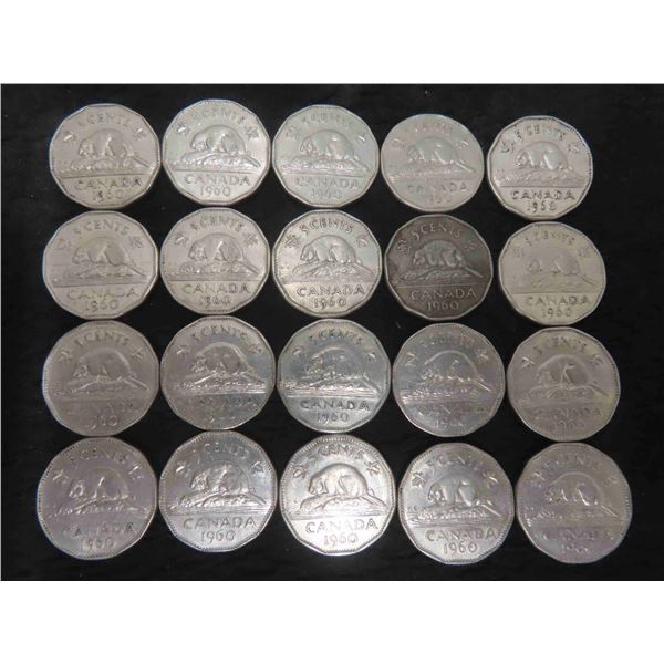 20 Canadian 1960 Nickels