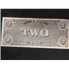 Image 2 : US Confederate 2 Dollar Bill