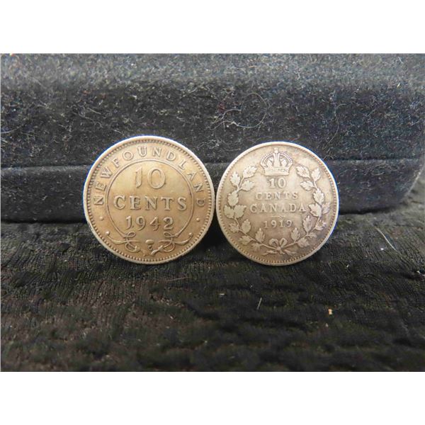 Canadian 1919 Dime and 1942 New Found 