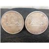 Image 1 : 2 Canadian Silver Dollars 1966