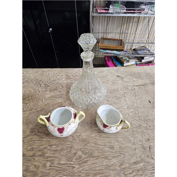 11" Decanter/Vintage Cream & Sugar Containers
