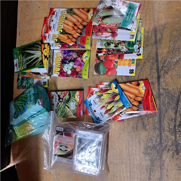Various seeds for a garden including vegtable and flowers