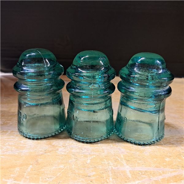 3 glass insulators