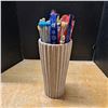 Image 1 : cement vase with knitting needles