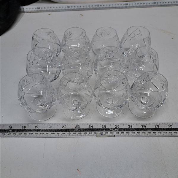 12 small crystal glasses