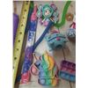 Image 4 : Lot of Kids Toys, (3) Bag of Small Doll Clothes, Jewelry, Colored Pensils, Sharpners, Games, Mickey 