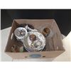 Image 10 : Box of decorative items, plates, small figures, bowls, bear mug, etc.