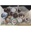 Image 1 : Box of decorative items, plates, small figures, bowls, bear mug, etc.