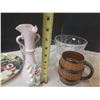 Image 7 : Box of decorative items, plates, small figures, bowls, bear mug, etc.