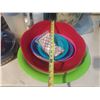 Image 3 : Lot of Plastic Plates, Bottle, Container, (2) Large Tins Container, Box of Clothes Hangers and (2) R