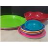Image 5 : Lot of Plastic Plates, Bottle, Container, (2) Large Tins Container, Box of Clothes Hangers and (2) R