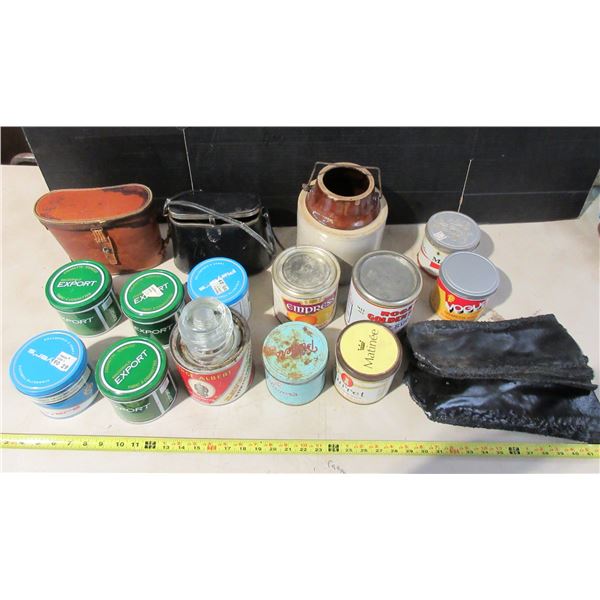 Vintage Jar, Tobacco Tins (Prince Albert, Player's, Export, Turret, Vogue,), Glass Insulator, (2) Pa