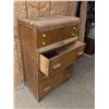 Image 3 : Oak 4 Drawer Dresser 30"x45"x16" / Large round wooden frame Mirror 35"x36"