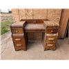 Image 1 : Oak Desk with drawers and flower design 42"x28"x17"