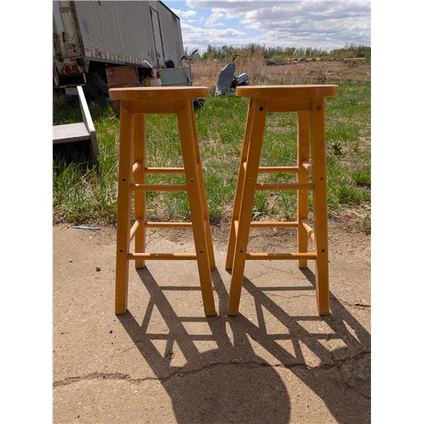 (2) Tall wooden Stools 12"x29" Tall