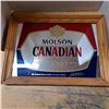 Image 1 : molson mirror with logo in a frame- 18" by 13"
