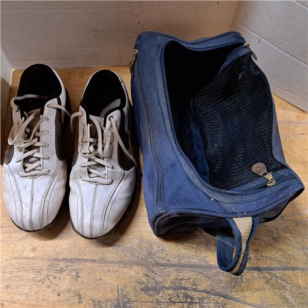 size 11W cleates and bag