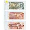 Image 1 : Vintage Canadian Bank of Canada (1) 1 Dollar Bill 1973 (2) 2 Dollar bill 1974 and 1986 Birds of Cana