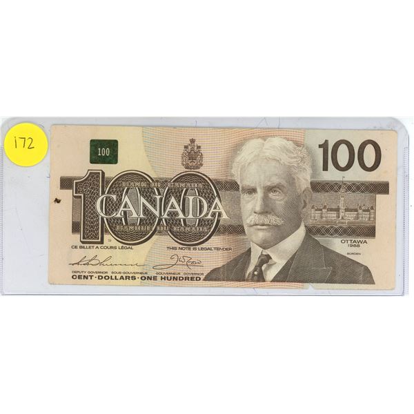 Vintage Canadian Birds of Canada Series 100 Dollar Bill 1988