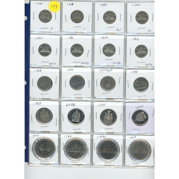 Collection of vintage and new Canadian Coins (Nickels, Dimes, Quarters, Silver Dollars)