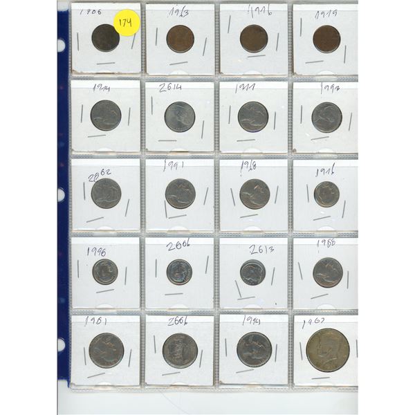 Collection of Vintage American Coins (Penny's, Nickels, Dimes, Quarters, Half Dollars)