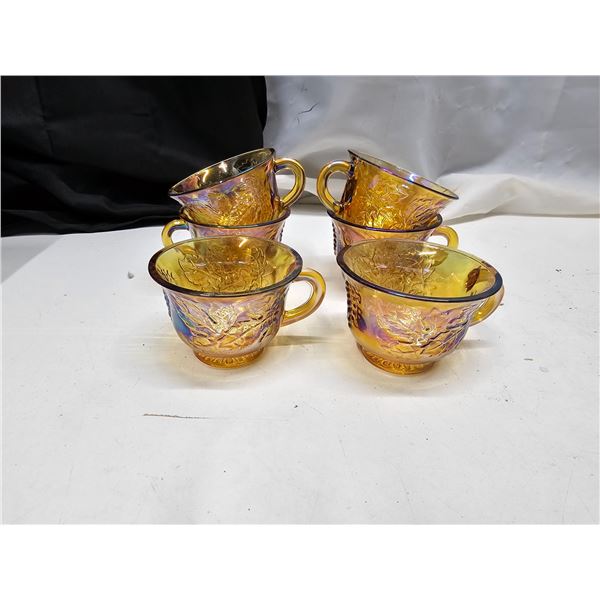 6- Carnival Glass Cups