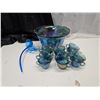 Image 1 : Blue Carnival Glass Punch Bowl & Cups