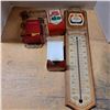 Image 1 : 3 tin match boxes and molson thermometer