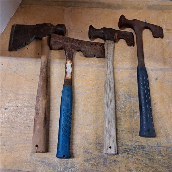 4 vintage roofing hammers