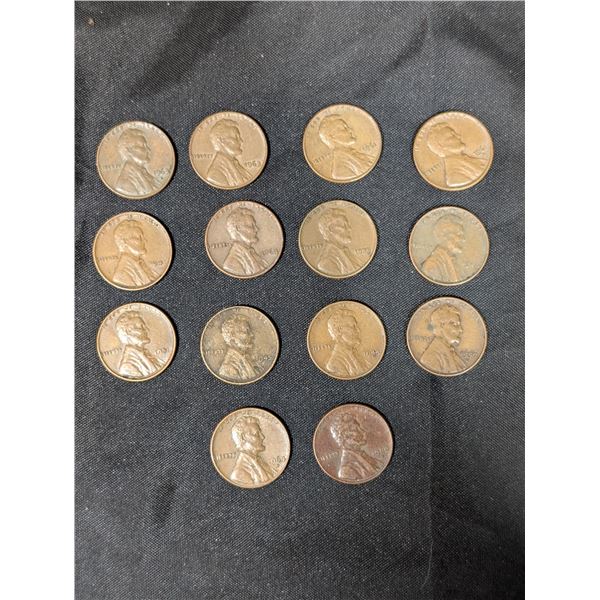 (14) Copper Penny's Lincoln USA 1941 1944-46 1951 1955 1957 1960-61 1963-64