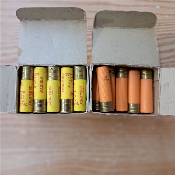 1 full box of 20 gauge shells and 1 almost full box of 20 gauge shells