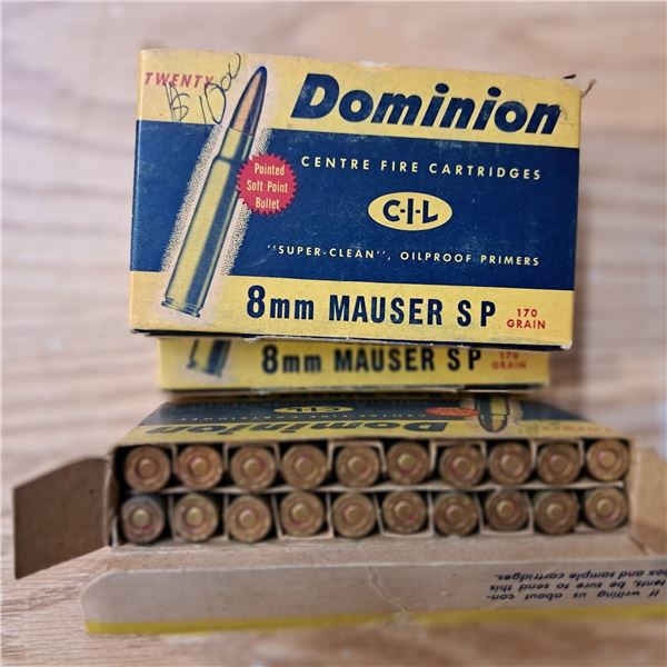 3 boxes of dominion 8mm mauser ammo