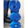Image 4 : Vinyl Dumbbells 2 @ 7lbs., 2 @ 8 lbs., 2 @ 2.5 lbs., 1 @ 5 lbs, 2 @ 10 lbs.